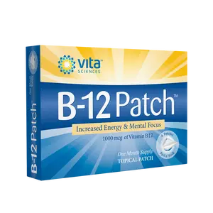B-12 Patch - 1000 mcg of Vitamin B12 for Increased Energy & Mental Focus - Superior Absorption Technology - One Month Supply - Topical Patch - by Vita Sciences