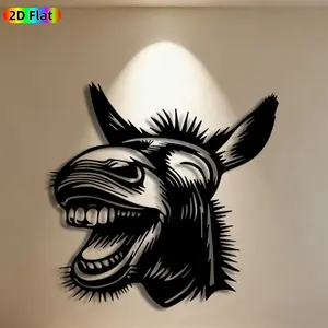 1pc Donkey Head Metal Wall Art,Fierce Donkey Head Statue Mural, Ideal Gift for Halloween, New Year, Animal Decor Enthusiasts, Rust-Resistant Metal Wall Decor Wall Sculptures, Perfect for Outdoor Fence & Living Room Wall Animal Art Enthusiasts