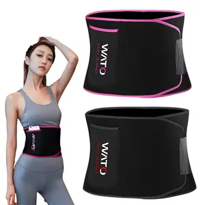 Women and Men Waist Trainer Belt for High Intensity Training and Gym Workouts, Neoprene Sweat Band/ Waist Belt  for Workout,3 Adjustable Sizes-Black/Pink Back