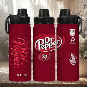 1pc 20/24/30oz Stainless Steel Vacuum Insulated, Durable Insulated Thermos Mug - Dr Pepper Classic Red Can Design, Retro Soda Style, Suitable for Outdoor, Sports, Indoor Use. Personalized Gift. Large Capacity Portable Water Bottle