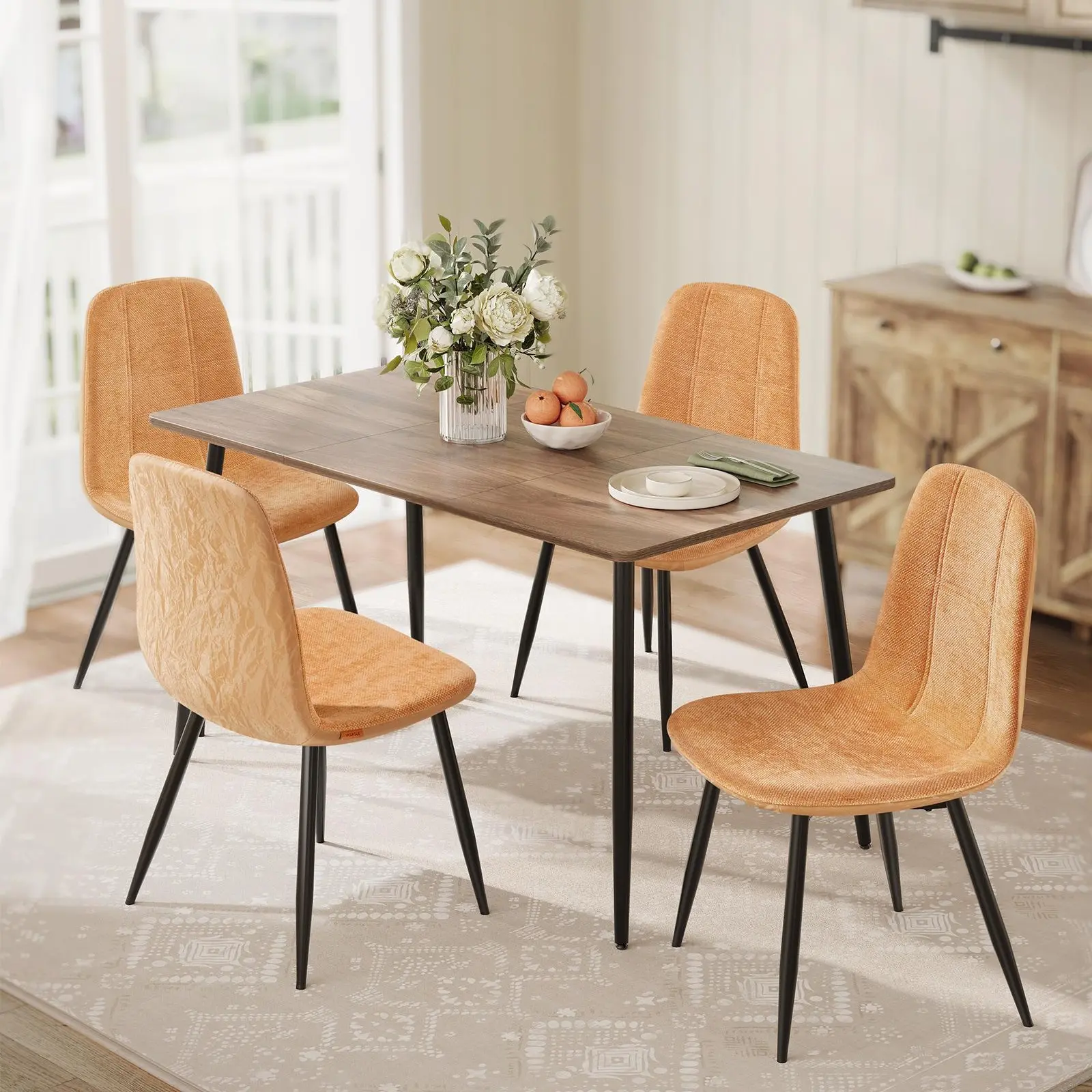 VASAGLE Dining Chairs, Metal Frame, Adjustable Feet, Easy to Clean, Glacier-Textured Synthetic Leather, for Kitchen