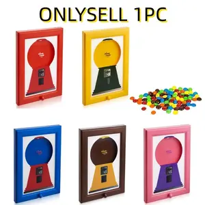 Wall mounted square photo frame candy dispenser, Trendy square frame, convenient and quick to dispense candy, nuts, dog and cat snacks, holiday decoration photo frame candy box, Christmas gift