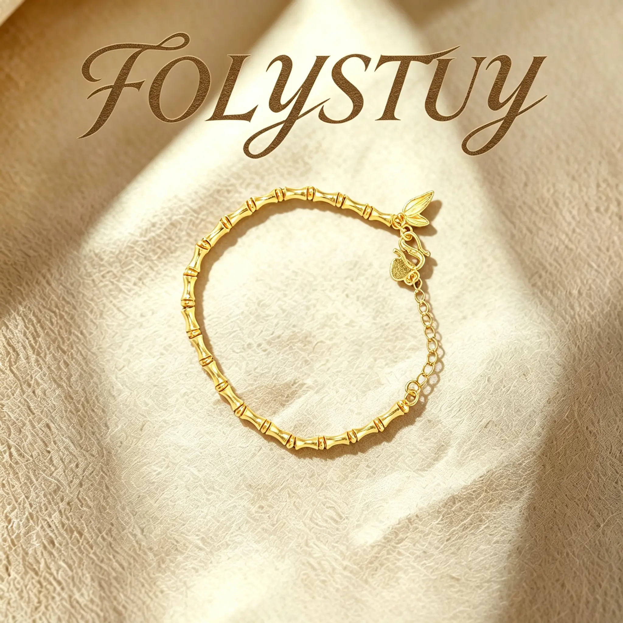 8.4IN-【FOLYSTUY(W40)】Elegant Bamboo Joint Hand Chain - Exquisite Delicate Ornament for Any Occasion-Bamboo