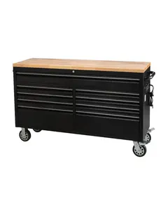 GARVEE 61-Inch Rolling Tool Chest with 9 Drawers, Lockable Tool Cabinet with Wheels, Mobile Workbench for Garage and Workshop Storage, Large Rolling Tool Chest, Black