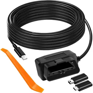 OBD Power  Kit Dash Camera USB to Type C Hardwire Kit for Dashcam 12-24V to 5V/3A with 24h Parking /Acc Mode for Dashcam GPS or Radar (Type-C-1)