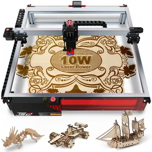 TS2 engraving machine, 10W laser power cutter, independent tension adjustment and steel shaft guide to ensure 0.01mm accuracy, engraving speed up to 12000mm/min, built-in WiFi and wireless network, suitable for engraving wood, metal and so on