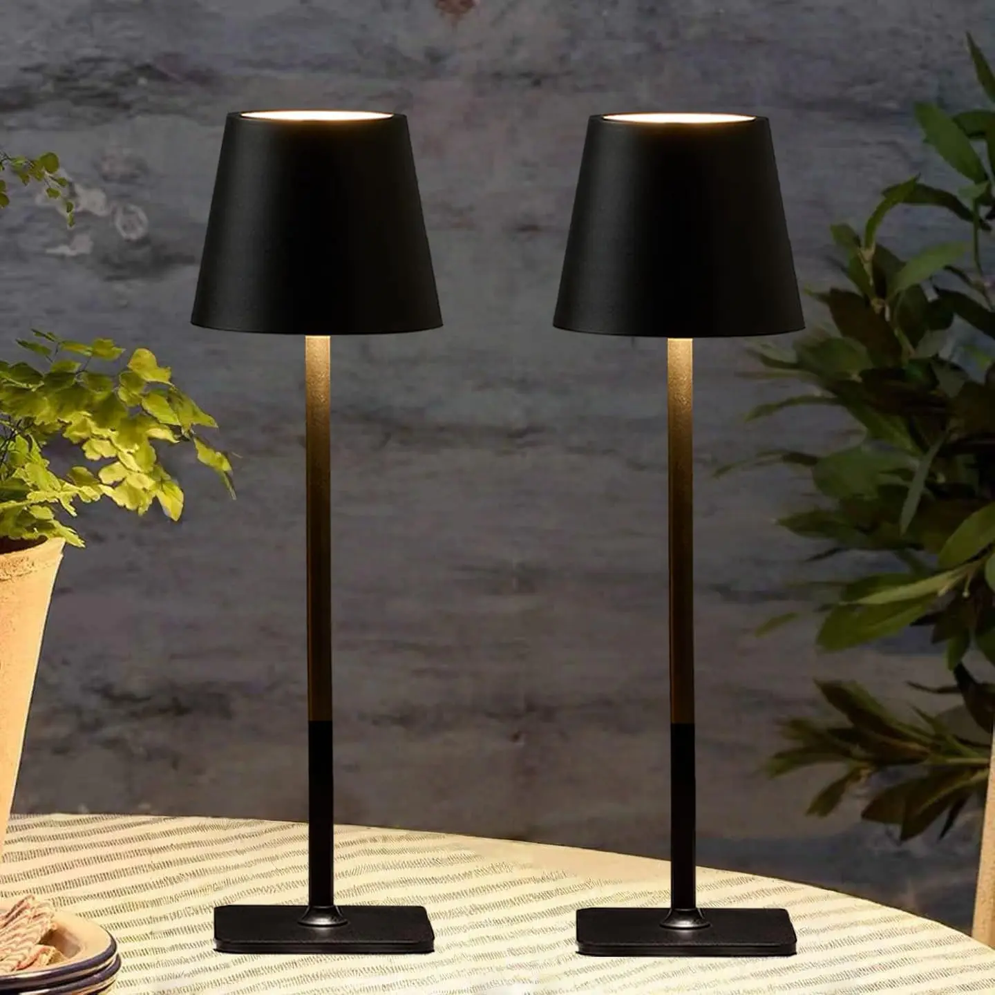 2 Pack Cordless Table Lamps-6000mAh Rechargeable Lamp, Outdoor Table Lights for Patio/Shower/Restaurant/Dinner/Kitchen Counter/Dining Table Top Lighting,Mini Small  Operated Lamp