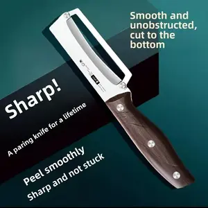 Stainless Steel Wooden Handle Peeler, Commercial Sugar Cane Peeler, Pineapple Slicer, Kitchen Melon Peeler, Ergonomic Handled Knife, Kitchenware