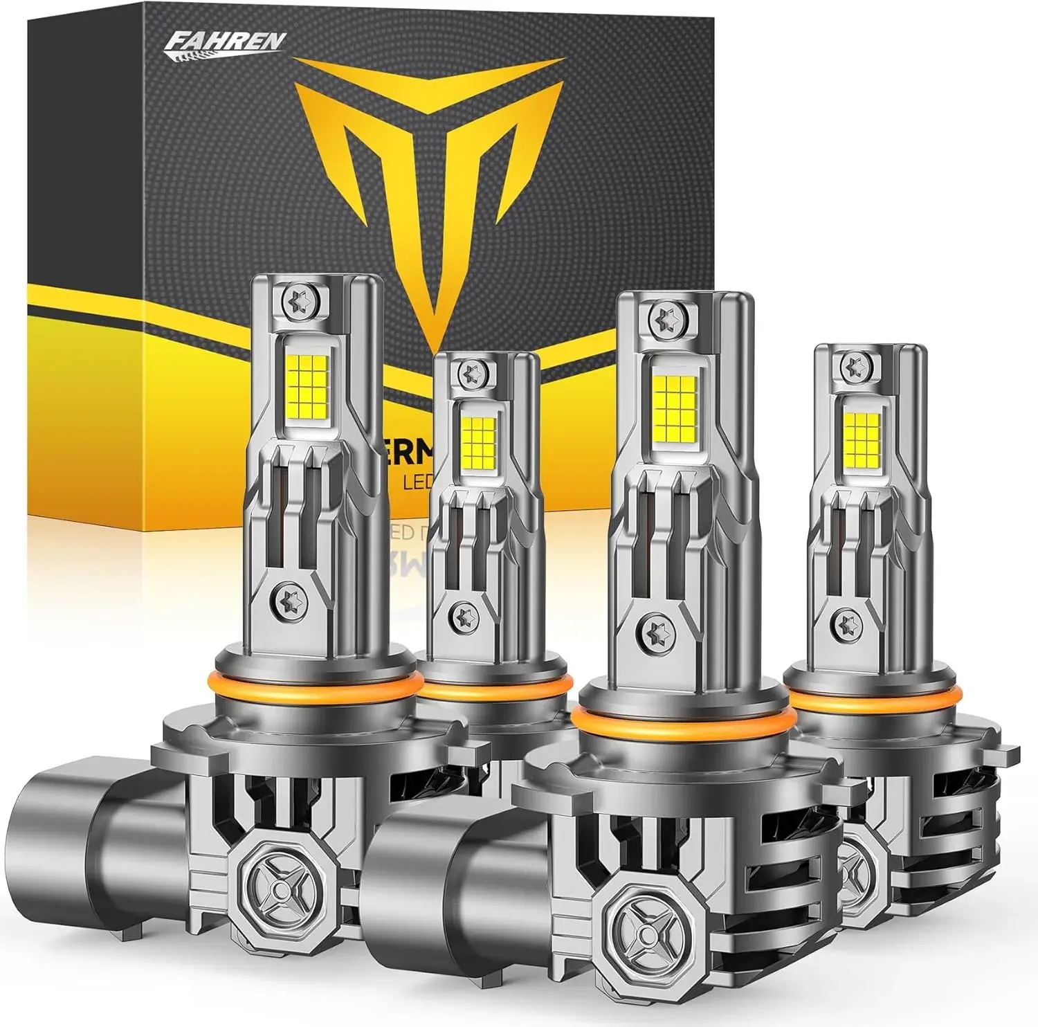 Fahren Upgraded 9005/HB3 9006/HB4 LED Car Headlights Combo Pack, 120000LM High Lumens, 1000% Ultra-Bright, 70000HRS+ Long Lifespan, 1:1 Mini Halogen Size, Wireless Quick Install No Adapter Needed, 4 LED Bulbs