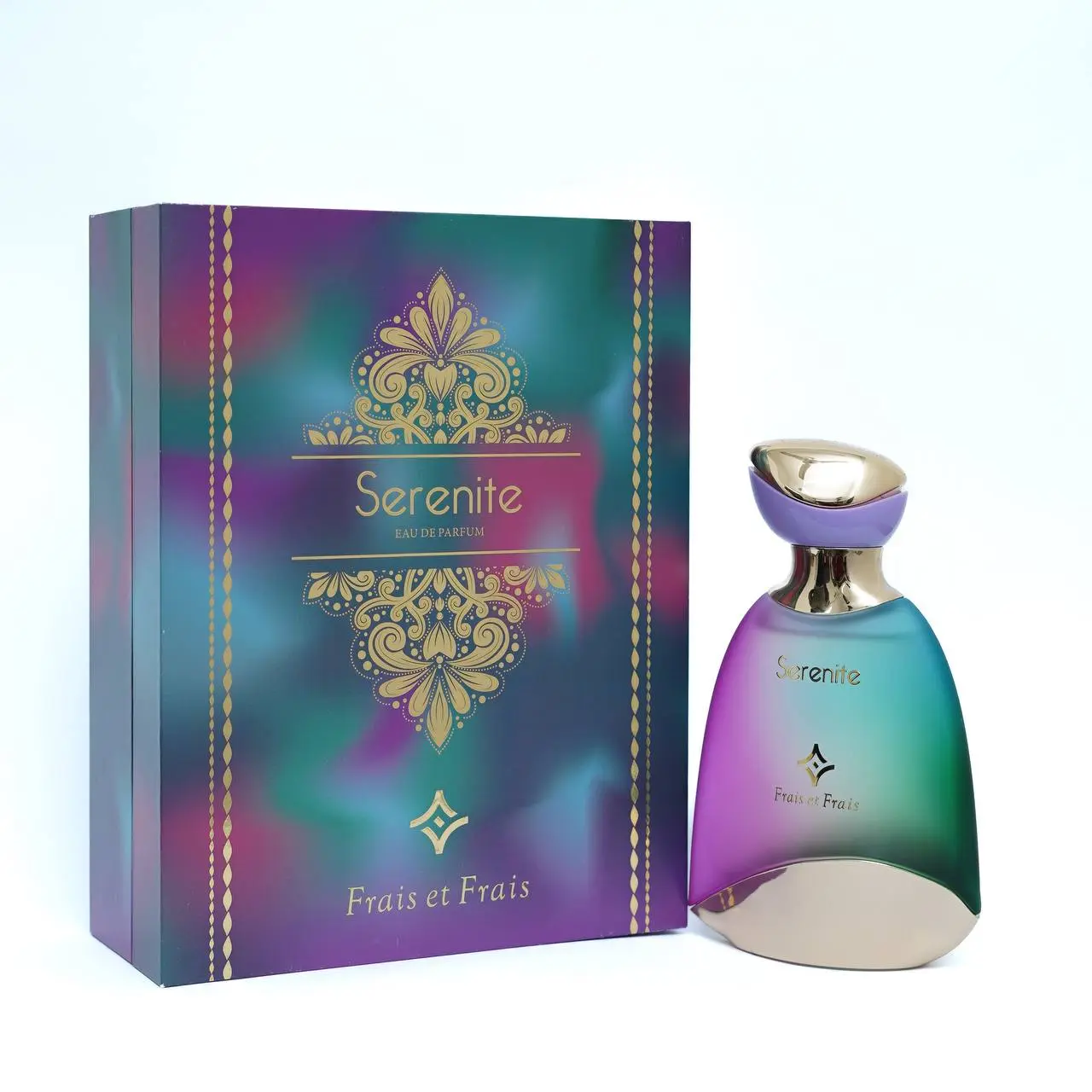 FRAIS et FRAIS SERENITE Aromatic Fragrance Eau de Parfum - Luxurious Purple & Green Bottle with Gold Accents