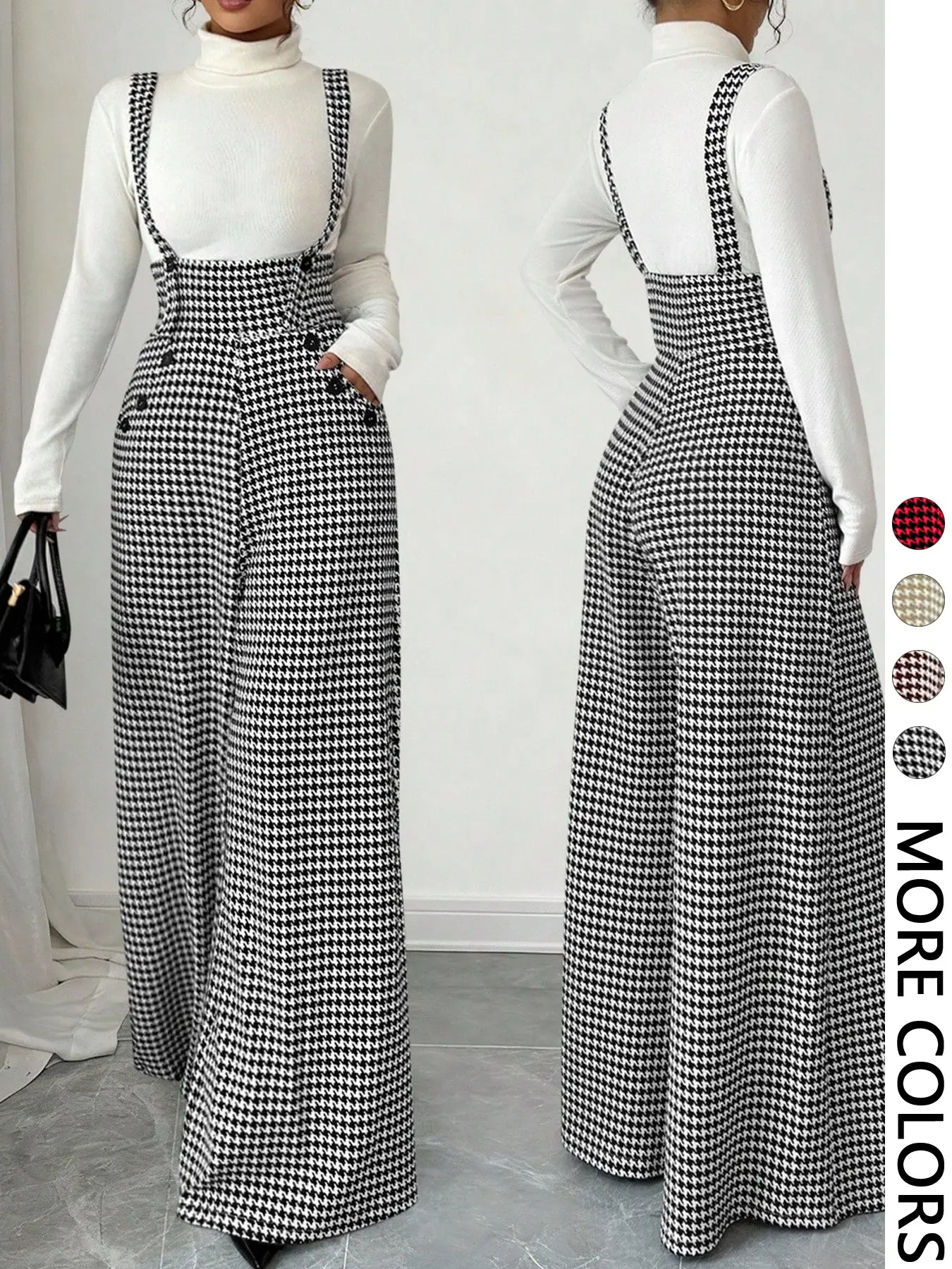 Women's Button Strap Shoulder Straps Straight Leg Loose Suspender Pants Jumpsuit Overalls, Loose Fit Overalls, Loose Jumpsuits, Casual Fashion Versatile Commuter Wear Womenswear, 1 Piece