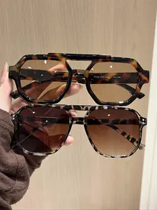 Women's Pilot Frame Retro Aviator Frames Sunglasses, Vintage Aviator Sunglasses, Leopard Pattern Sunglasses, Perfect for Sun Protection, Driving, Daily Use, Stylish Ladies' Eyewear Accessories, Sun Protective Sunglasses