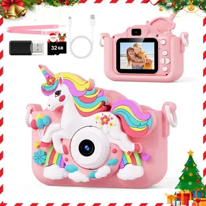 Portable 2.0 Inch Camera with Protective Unicorn Cover, 8X Zoom, 1080P HD Lens Taking Photo, Recording Video, Perfect Gifts