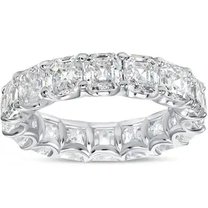 10 1/2 Ct Asscher Cut Moissanite Eternity Ring Wedding Band 10k Gold