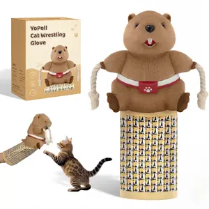 Cat Wrestling Glove Toy, Interactive Cat Puppet with Tough Padding for Safe Play, Durable Cat Wrestler Glove with Teaser and Bell for Training, Exercise and Boredom Relief