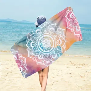 1pc Mandala Boho Beach Towel - Super Soft Thickened Microfiber, Quick-Dry & Ultra Absorbent, Vibrant Gradient Mandala Design for Beach, Pool, Camping, Travel