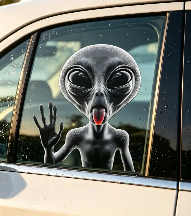 Alien Sticker Decal, Self-Adhesive Glossy Finish, Irregular Shape Design, Perfect Gift for Car Laptop Window Wall Decor, Single Use Party Decoration, Car Decals, Sticker For Cars, Decorative Decal, Car Decorations