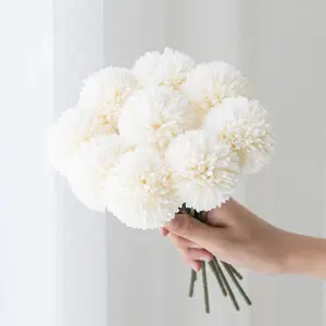 Artificial Pompon Flower, 2pcs Creative DIY Spring Fake Flower Bouquet, Decorative Flowers For Home & Wedding Party Decor