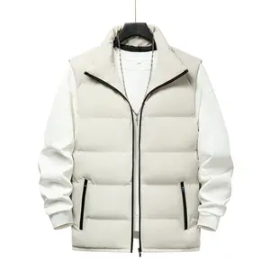 Men's Stylish Plain Quilted Fitted Mock Neck Trench Coat-Inspired Zip-Up Pull On Vest, Heavyweight Waterproof Windproof Polyester Fabric Sleeveless Puffer, Warm Sports Casual Top for Autumn Winter