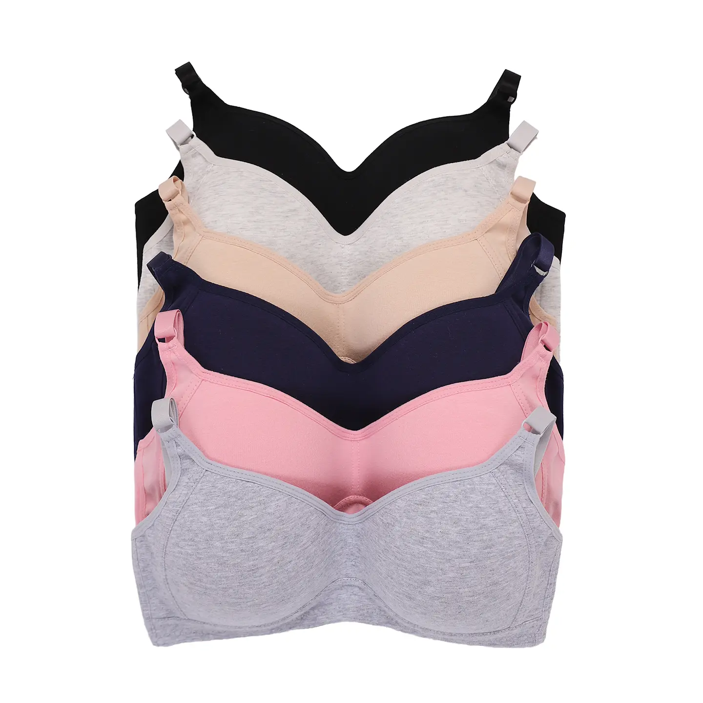 Women's 6 Packs No Wire Cotton Full Coverage Bras
