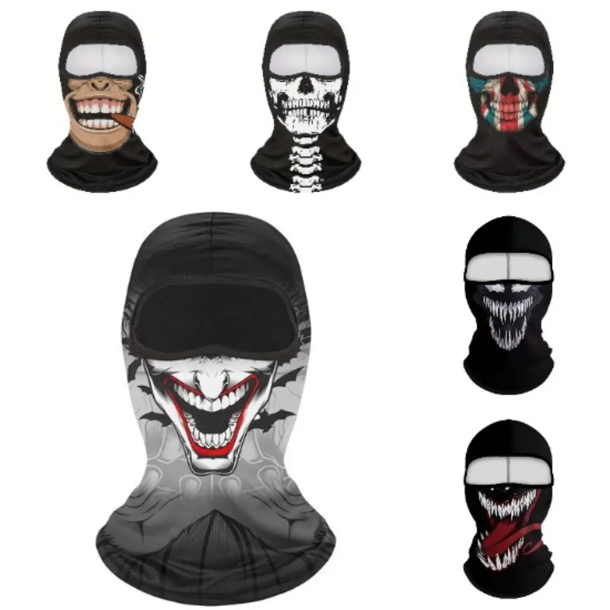 3-Pack Patterned Face Cover Balaclava for Men, Sporty Ice Silk Mesh with UV Protection & Precise Eye Openings for Cycling & Outdoor Work, Motorcycle Protective Gear, Breathable Mesh Balaclava, One Size