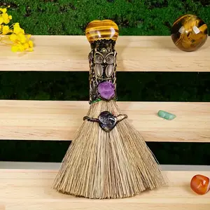 Halloween Magic Mini Brooms - 3 Random Colored Decorative Brooms for Home Decor & DIY Crafts - Perfect Holiday Birthday Gifts & Crystal Crafts