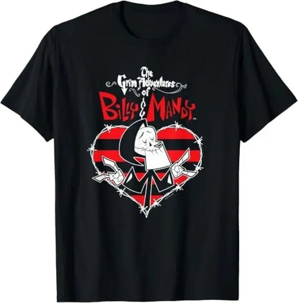 Grim Adventures of Billy & Mandy Reaper Striped Thorn Heart T-Shirt