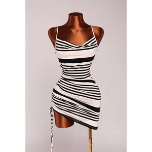 Side Drawstring Asymmetrical Hem Casual Dress