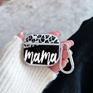 LeopardMom Pattern TPU Soft Protective Case for Apple AirPods 4/3/2/1/Pro/Pro2 Transparent Earphone Cover with Keychain Attachment