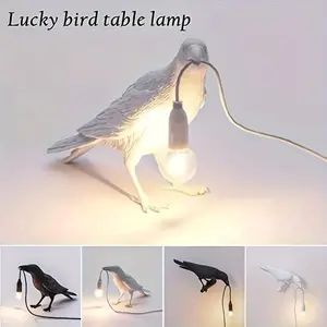 1pc Cute Black Gothic Raven Table Lamp Unique Raven Table Decoration for Living Room & Bedroom Commercial Use Art Deco Home Decor