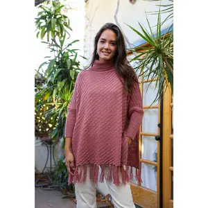 Cozy Roll Neck Poncho Sweater
