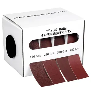 Sandpaper roll, 4 grit sizes, 1inch x 19.7 feet sandpaper roll, with dispenser, 150, 240, 320, 400 grit sandpaper combination, suitable for wet sanding of metal, cars, furniture, and wood