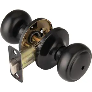 Matte Black Interior Door Knobs with Lock, Coastal Style Privacy Door Knob for Bedroom and Bathroom