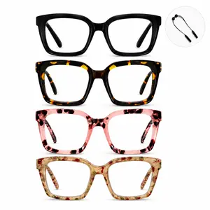 Oversized Square Progressive Reading Glasses for Women & Men, Blue Light Blocking No-Line Readers with Spring Hinges, Lightweight Anti-Glare Computer Glasses for Reading, Work & Daily Use