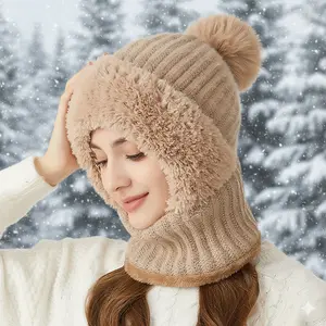 TIVIRA Balaclava for Men Women Windproof Ski Mask Cold Weather Gear Face Cover Winter Scarf Hat Outdoor Sports Protection with Pom-Pom