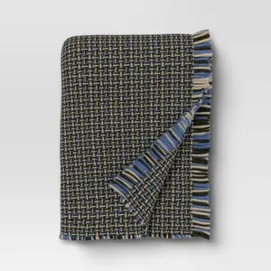 Woven Throw Blanket Neutral/Green/Blue - Threshold