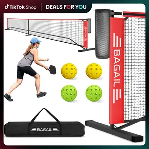 【SpringStatements】BAGAIL Portable Pickleball Net Set, 22 FT Regulation Size Pickle Ball Net with Ball Collector, Carry Bag, Easy Setup for Outdoor Indoor Driveway family sport Training Equipment Baseball Bat