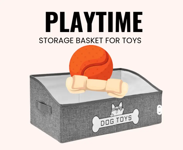 Dog Toy Storage Basket – Large Pet Toy Organizer Bin for Dogs & Puppies (8" x 11" x 20") – Durable Playtime Storage Basket for Toys, Balls & Accessories – Home Organization Dog Storage Solution