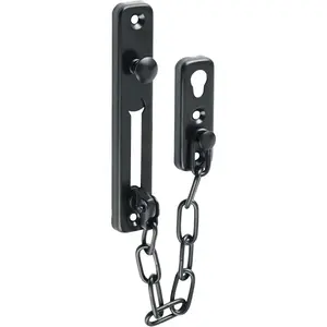 Door Chain Lock Door Latch Guard Stainless Steel Safety Chain Door Bolt for Interior Door Front Door Toilet Door Barn Door Fence Door Garage Door (Black (Without Adjustment Ring))