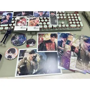 16PCS Game Love and Deepspace Caleb Acrylic Stand Model Keychains Laser Ticket Greeting Card Brooch Badge Button Pin Bookmark