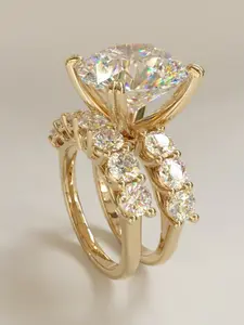 Elegant Zircon Rings Set for Women, Unique Fashionable Bridal Wedding Jewelry, Anniversary Gift for Her, Cubic Zirconia Rings, Bridal Ring Sets