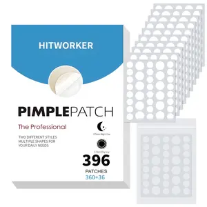 Hitworker Hydrocolloid Pimple Patches, 396 Count, Day & Night Blemish Spot Covers, Invisible Waterproof Facial Stickers, Hydrocolloid Acne Patches, 0.3mm & 0.5mm Thickness, Blemish Barrier Patches