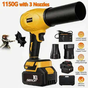 Ultra Powerful Cordless Turbo Air Duster Blower, 3 Nozzle Attachments, Brushless Copper Motor, Handheld Multi-Use Fan for Auto Detailing, Yard Cleaning and Household Maintenance
