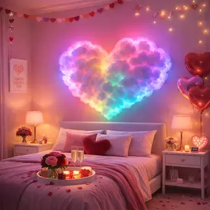 3D RGB LED Cloud Light with DIY Installation Multi-Color Lighting Lightning Effect & Music Rhythm Sync Perfect for Valentine’s Day Indoor Ambient Decor Includes a 5M RGB LED Strip Kit