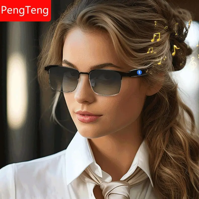 PengTeng Smart Glasses, Fashionable Touch Control Smart Glasses with Audio Call Voice Assistant, Color Changing Lenses Glasses for Men & Women, Smart