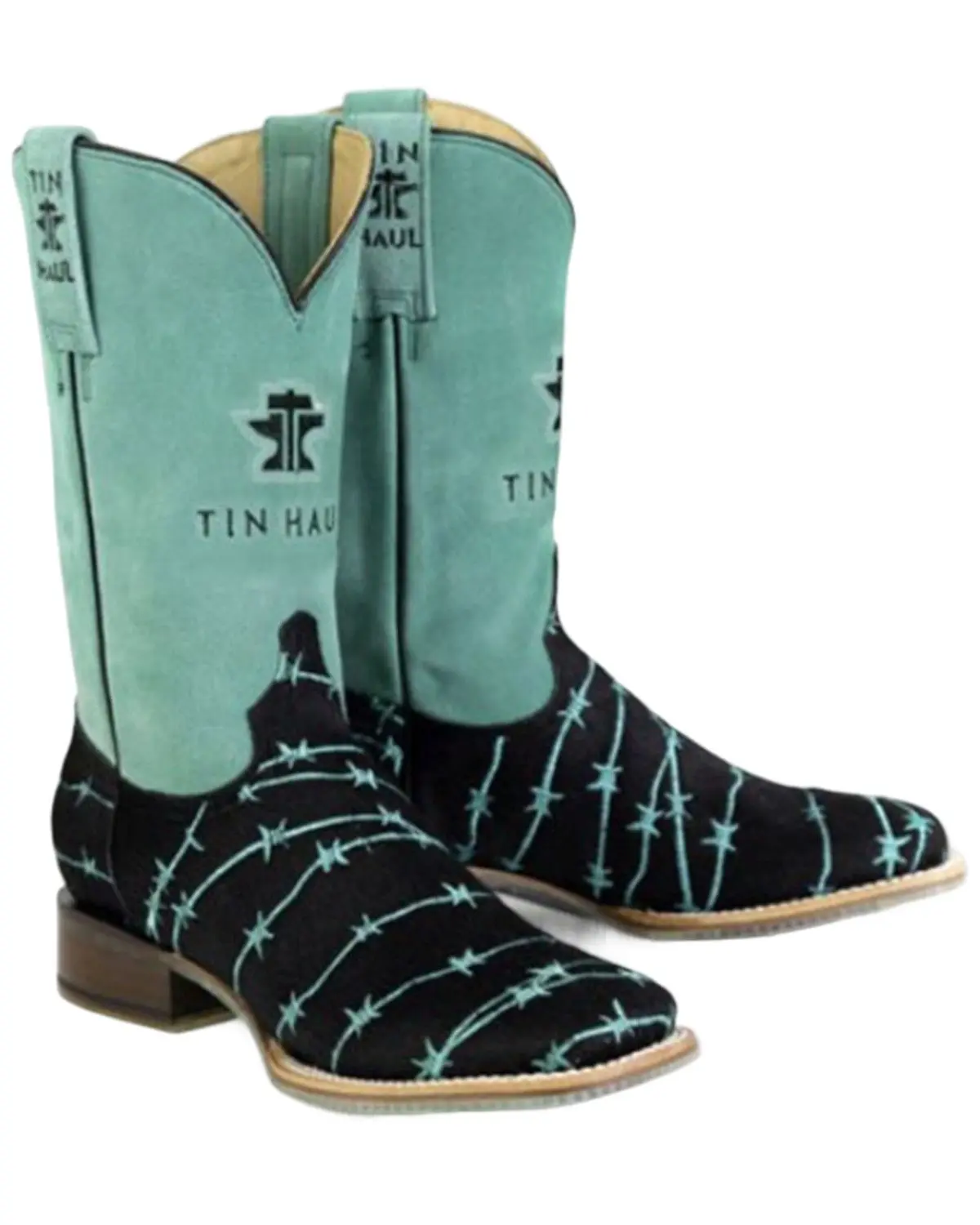 Tin Haul Women's Women'S Barbwire Belle Suede Western Boot Broad Square Toe - 14-021-0007-0111 Bl