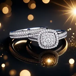 2-Piece Sparkling Stackable Ring Set  Square Cubic Zirconia  Eternal Bride Engagement Promise Rings Anniversary, Birthstone-Inspired Wedding Jewelry Valentine's/Mother's Day Gifts for Women