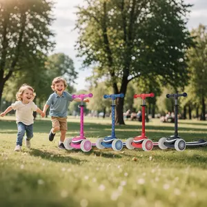 WINHOPE Pink Kids Scooter for 2-5Y with LED Light-Up Wheels 1-Step Fold All-Terrain Ride Fun and Safe for Children