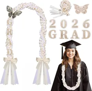 Suncalla 63 Graduation Leis 2026 Set Graduation Ribbon Lei with Letter and Honor Cords DIY Class of 2026 Gift for Women Men Grad Party(Open)
