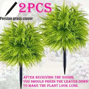 1/2 piece - Artificial Boston Fern with Floor Stand, UV-resistant Oxalis Shrub, Artificial Ferns, suitable for indoor/outdoor decoration, for home, hotel, garden settings, floor display, outdoor artificial plants tiktokshopspringglowup